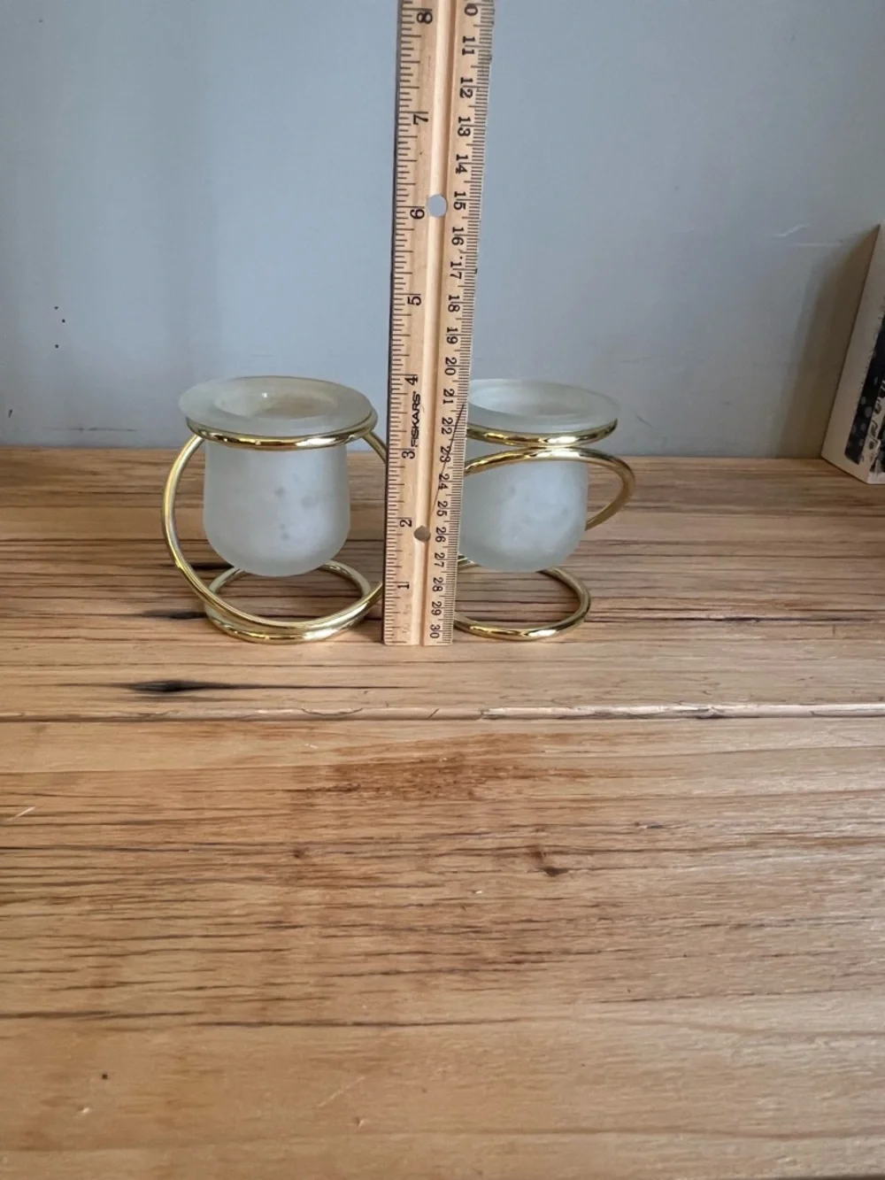 PartyLite Gold Spiral Tea Light Holders with Frosted Glass - Picture 7 of 8